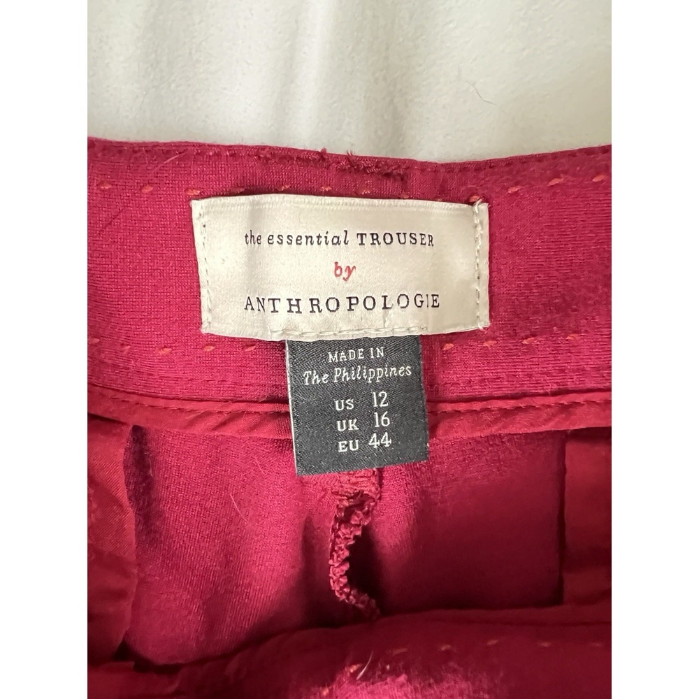 Anthropologie The Essential Flare Stretch Trousers Pants Raspberry Pink Size 12 - Picture 6 of 6
